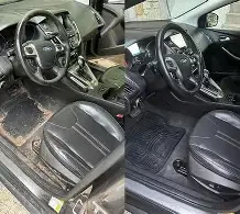 Premium car interior before and after detailing transformation