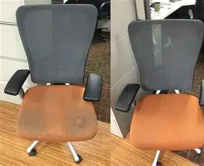 Cleaned office chair showing professional upholstery results